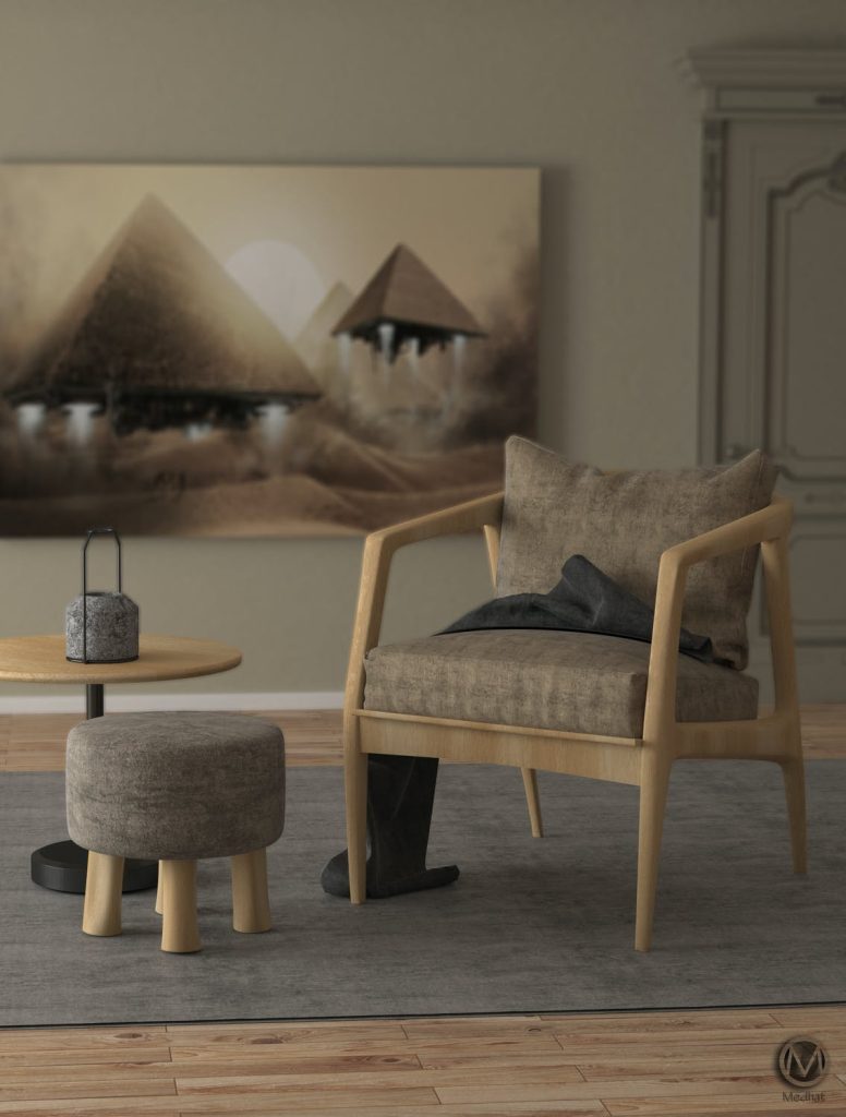 <alt text: Wooden furniture like chairs, stools and tables.>