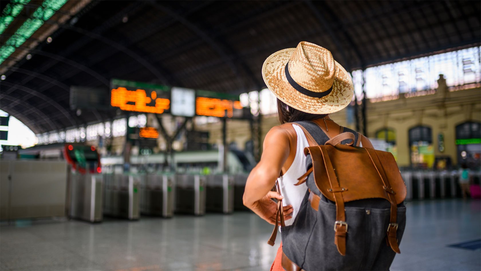 A woman with a travel bag heading to an Australian Airline